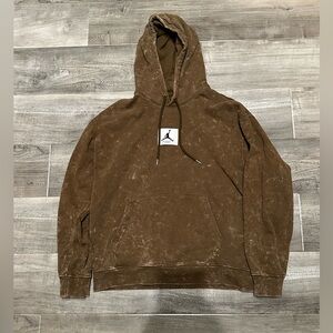 Jordan Brown Washed Pullover Hoodie with Jumpman Patch